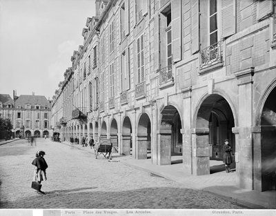 View of the arcade of Place des Vosges, c.1890-99 by Adolphe Giraudon